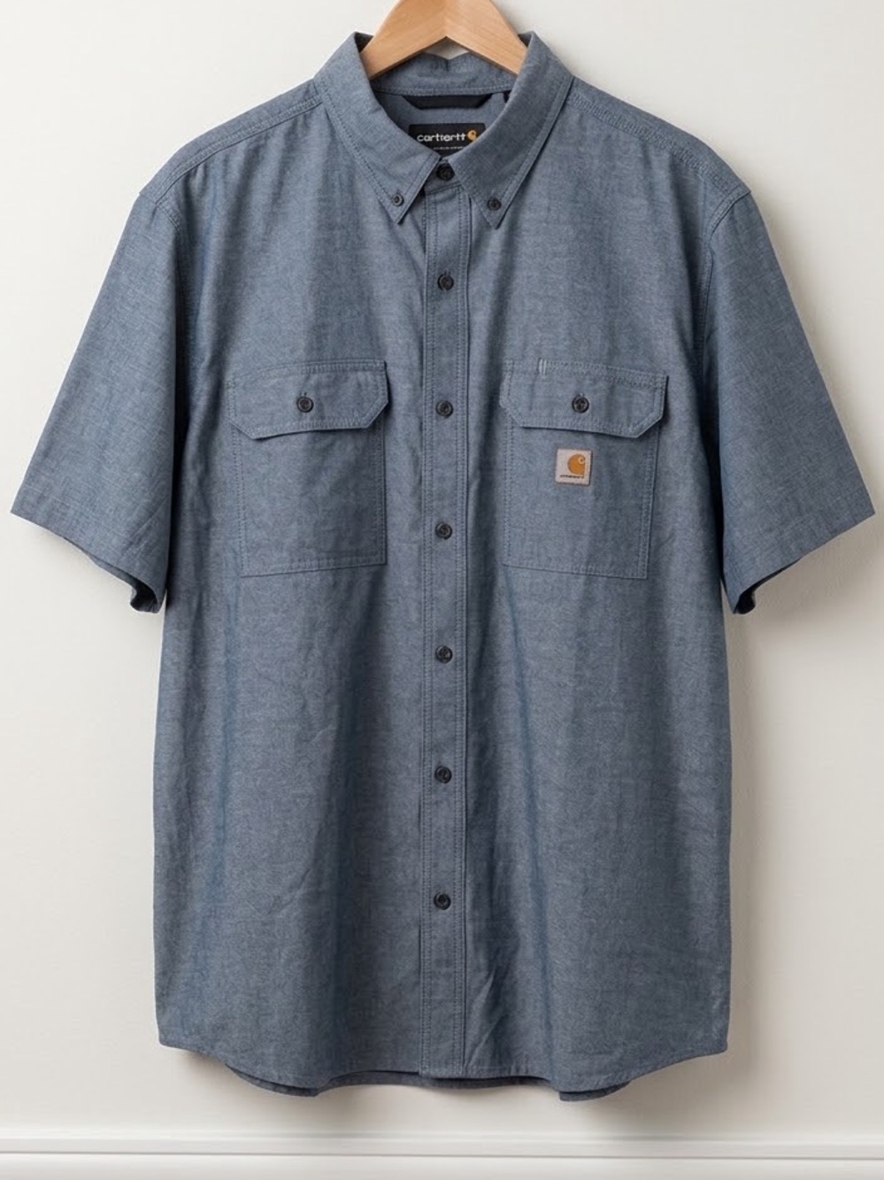 Carhartt Short Sleeve Button-Down Pocket Shirt in Chambray Blue